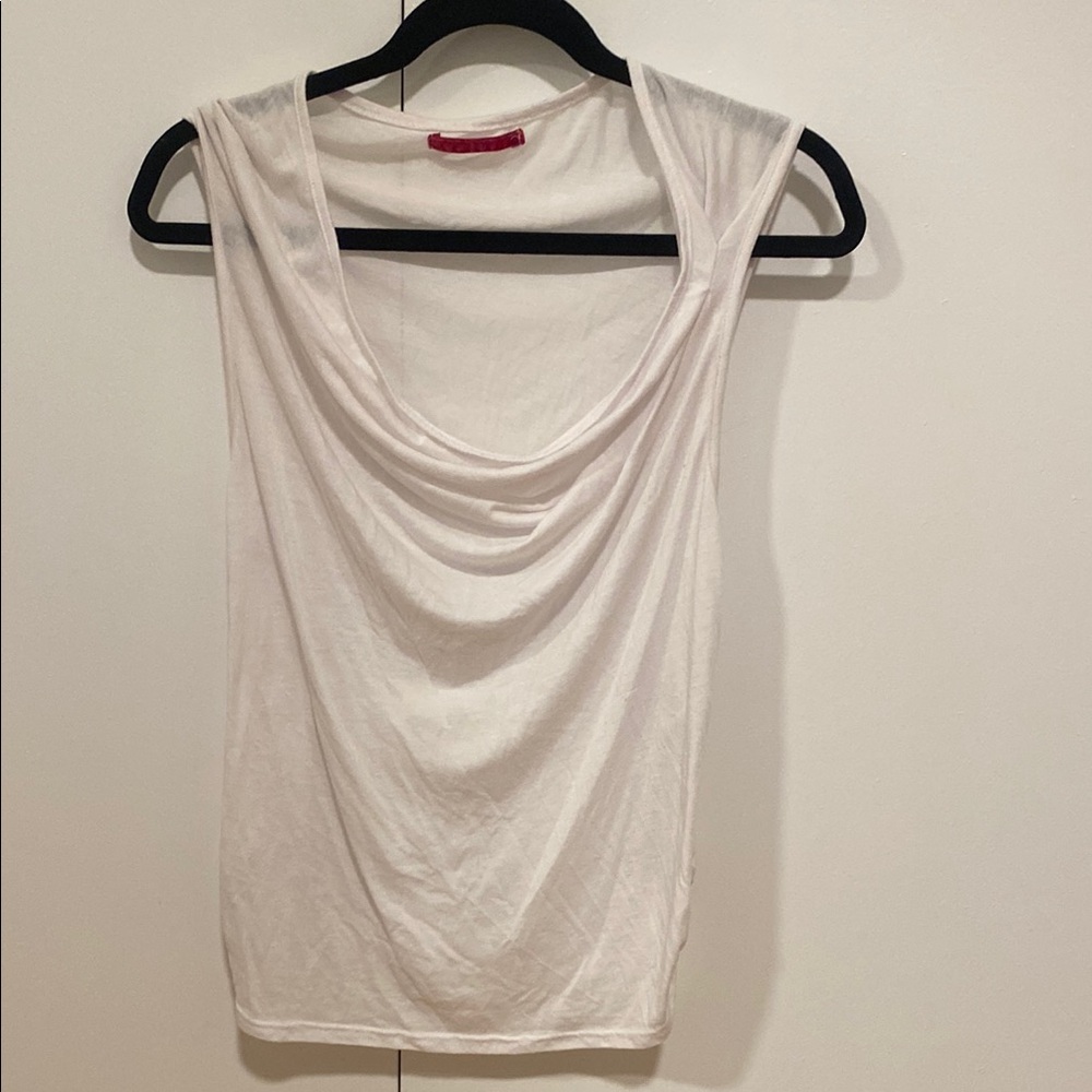 White Drape Neck Tank Top